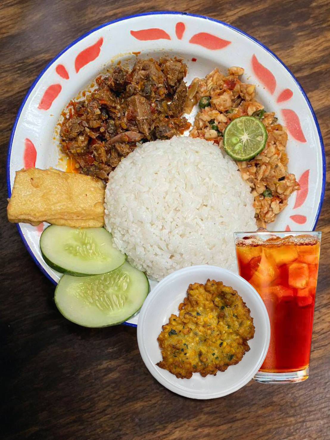 Paket Komplit Sego Sambel Tuna & Es Teh Manis