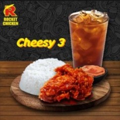 PAKET CHEESY 3 (Nasi, Dada Ayam Saus Cheesy, dan Ice Tea)